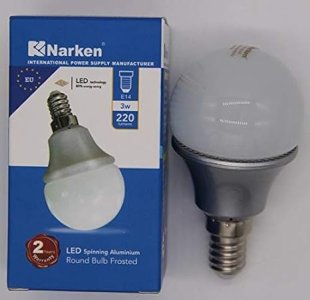 NARKEN - LED 3W Round Bulb E14 / F-G45-3W-S-6500K-E14