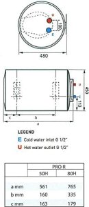 Ariston Electric Water Heater 50 Litter Horizontal Pro-R Italy