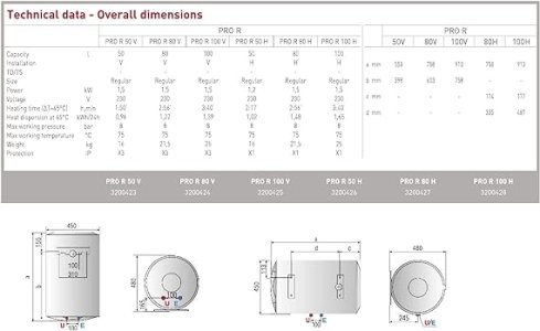 Ariston Electric Water Heater 80 Litter Horizontal Pro-R ITALY