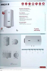 Ariston Electric Water Heater 100 Liter Vertical Pro-1R ITALY