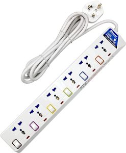 Narken TC E6-5 E-Series Extension Cord, 6 Ways 5 Meter Electric Universal Power Strip wire