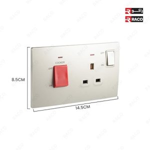 Legrand Mallia 45A Double Pole Switch and 13A Switched Socket with indicator Champagne