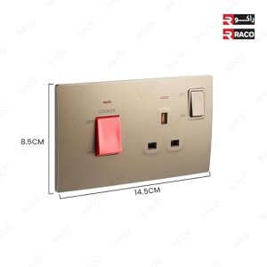 Legrand Mallia  45A Double Pole Switch and 13A Switched Socket with indicator Bronze