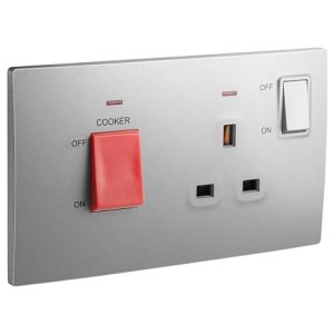 Legrand Mallia  45A Double Pole Switch and 13A Switched Socket with indicator  Silver