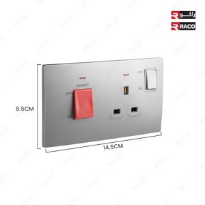 Legrand Mallia  45A Double Pole Switch and 13A Switched Socket with indicator  Silver