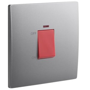 1 Gang Double Pole 45A Switch with LED Power Indicator Silver