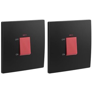 1 Gang Double Pole 45A Switch with LED Power Indicator Black