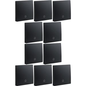 1 Gang Push Button 10A with Bell Marking Black