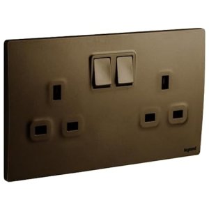 Double Switched Socket Dark Bronze