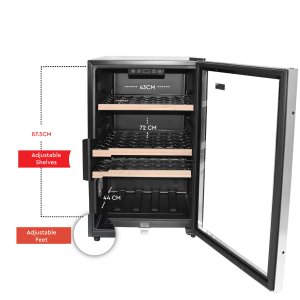 Nobel Bottle Chiller Black 130 Ltr Metal Shelves 54 Bottles Capacity NBC130