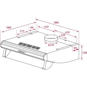 Teka 90 cm Built-In Traditional range Hood C 9310, 3 Speeds, Stainless steel