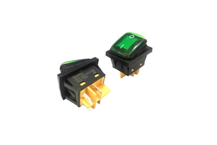 30 AMP ROCKER SWITCH ON-OFF WATERPROOF 4 PIN GREEN WRS304-G