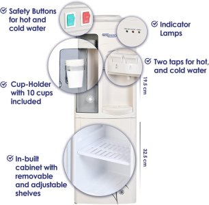 Super General Top Load Hot and Cold Water Dispenser with Cup Holder, 420W, SGL-1171, White