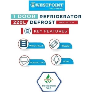 Westpoint Single Door Refrigerator 220 Litres – WRN-2222EI