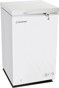 Westpoint 360 Liters Compact Chest Freezer, White Freestanding, Fast freezing, LED Light Lock&Key Wheels, WBEQ-360L