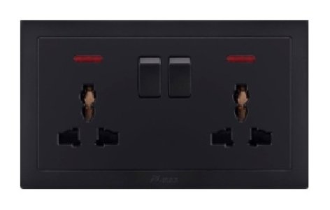 V-MAX DOUBLE MF SOCKET WITH SWITCH-BLACK SERIES