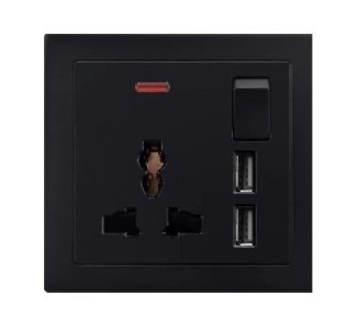 V-MAX SINGLE MF SOCKET WITH 2 USB-BLACK SERIES