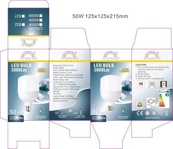LED Bulb White Light, 50W Super Brightness High Power E27 LED Bulb Cool ...