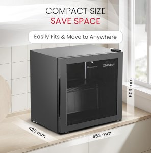 NOBEL 50L Single Glass Door Freezer – Defrost TableTop, Mechanical Temp Control, R600a Refrigerant, Energy Saving, Low Noise, 220-240V~ for Home & Commercial Use