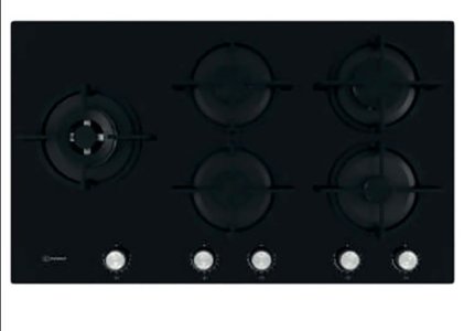 Indesit 5 Gas Burner Built-In Gas Hob, Gas on Glass, 90 cm