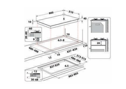 Indesit 5 Gas Burner Built-In Gas Hob, Gas on Glass, 90 cm