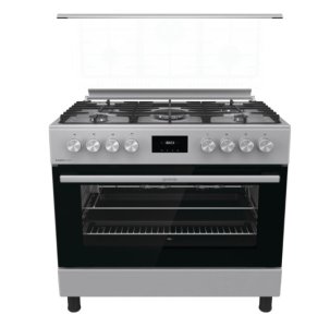 Gorenje 90 cm Freestanding Gas Cooker GGI9C20X– Powerful 5-Burner Stove with Triple Ring Burner, 105L Fan-Assisted Oven