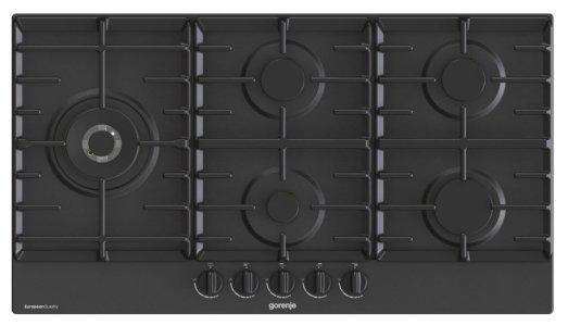 Gorenje 60 cm Built In Gas Hob, 5 Gas Burners, Cast Iron Pan Support, One Hand Ignition, Balck,GW951MB