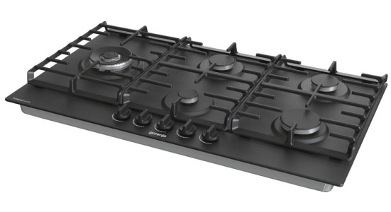 Gorenje 60 cm Built In Gas Hob, 5 Gas Burners, Cast Iron Pan Support, One Hand Ignition, Balck,GW951MB