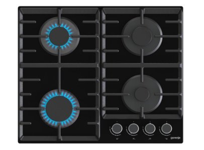 Gorenje 60 cm Stainless Steel Gas on Glass Hob, One hand Ignition, Cost Iron Pan Support,GT642AB