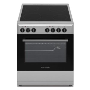 Wolf Power Freestanding 60X60 cm Ceramic Cooker, 4 Cooking Zones, 65 Liters Electric Oven with Turbo Fan, Stainless Steel, WCR6060CERMF, 1 Year Warranty