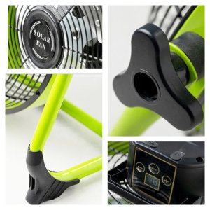 Solar Brushless Fan (ZL-WS-118F) | Copper Brushless Motor | 12 Inches | 18Ah Lithium Battery | 5-10 Hours Runtime | USB Output | Green Color