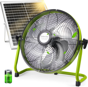 Solar Brushless Fan (ZL-WS-118F) | Copper Brushless Motor | 14 Inches | 27Ah Lithium Battery | 5-10 Hours Runtime | USB Output | Green Color