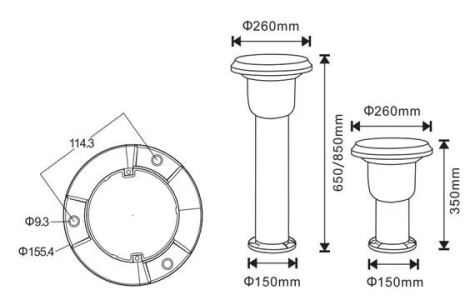 Solar Bollard Light (B03) | 7Ah 3.2V LiFePO4 Battery | 3000K/6000K CCT | IP65 Waterproof | 3 Years Warranty