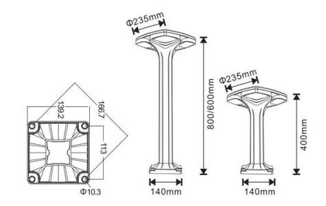 Solar Bollard Light (B06) | 7Ah 3.2V LiFePO4 Battery | 3000K/6000K CCT | IP65 Waterproof | 3 Years Warranty